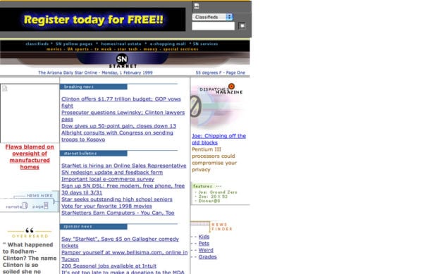 1999 StarNet homepage